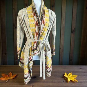 Anthropologie Freeway Southwestern Waterfall  Open Drape Cardigan Sweater